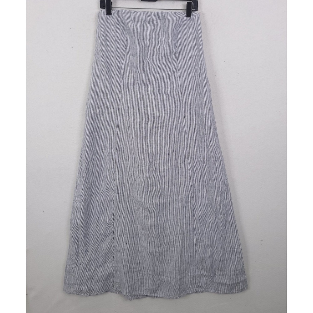 Quince Light Gray Striped Maxi Dress strapless